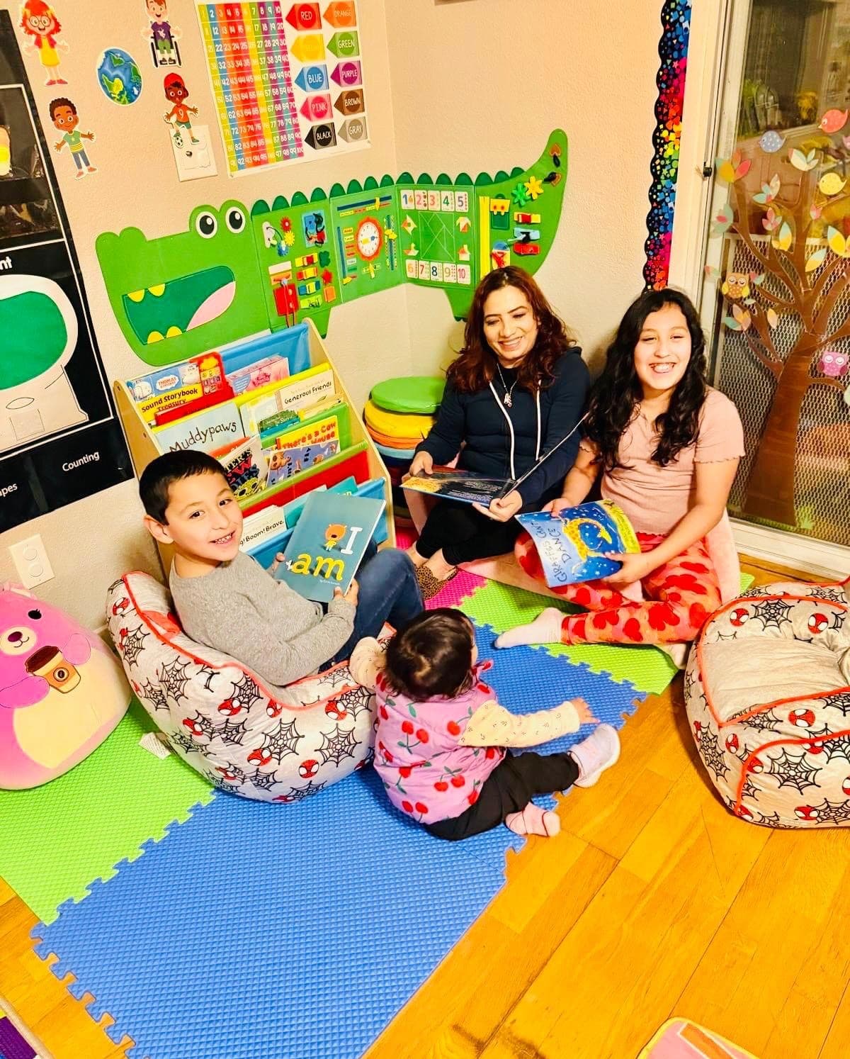 picture of a kid in a daycare learning and getting taught by teachers